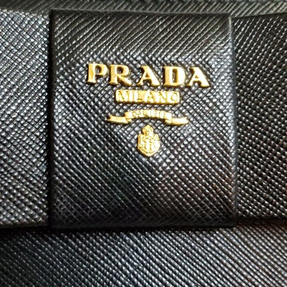 PRADA Saffiano Fiocco Long Zip Around Bow Wallet Nero Black - Picture 4 of 10